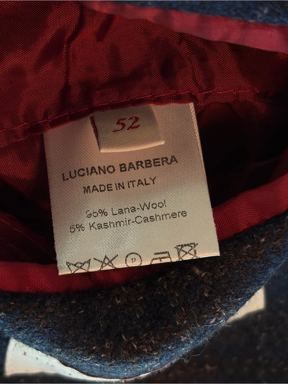 Men’s Luciano Barbera Dark Blue Plaid Sport Coat Size 52 (42 US) Made in Italy